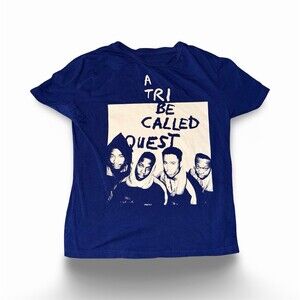 A Tribe Called Quest T-Shirt Ladies Size L Blue Graphic Print Crew Neck